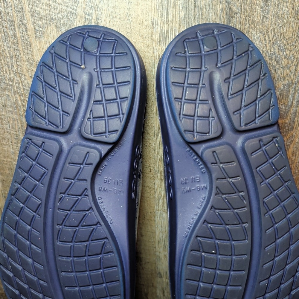 OOFOS OOAHH BLUE METALLIC SNAKESKIN LUXE SLIDES SANDALS WOMEN'S SIZE 8 MENS 6 - Picture 13 of 13